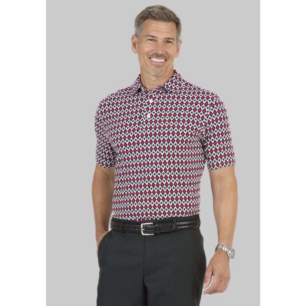 NWT Ibkul Casino Royal Golf Polo Mens Large Poker Print Performance Icefil